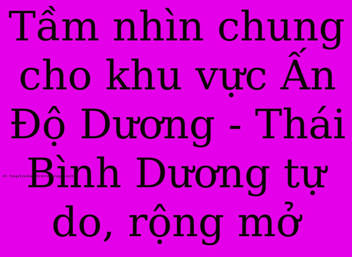 Tầm Nhìn Chung Cho Khu Vực Ấn Độ Dương - Thái Bình Dương Tự Do, Rộng Mở