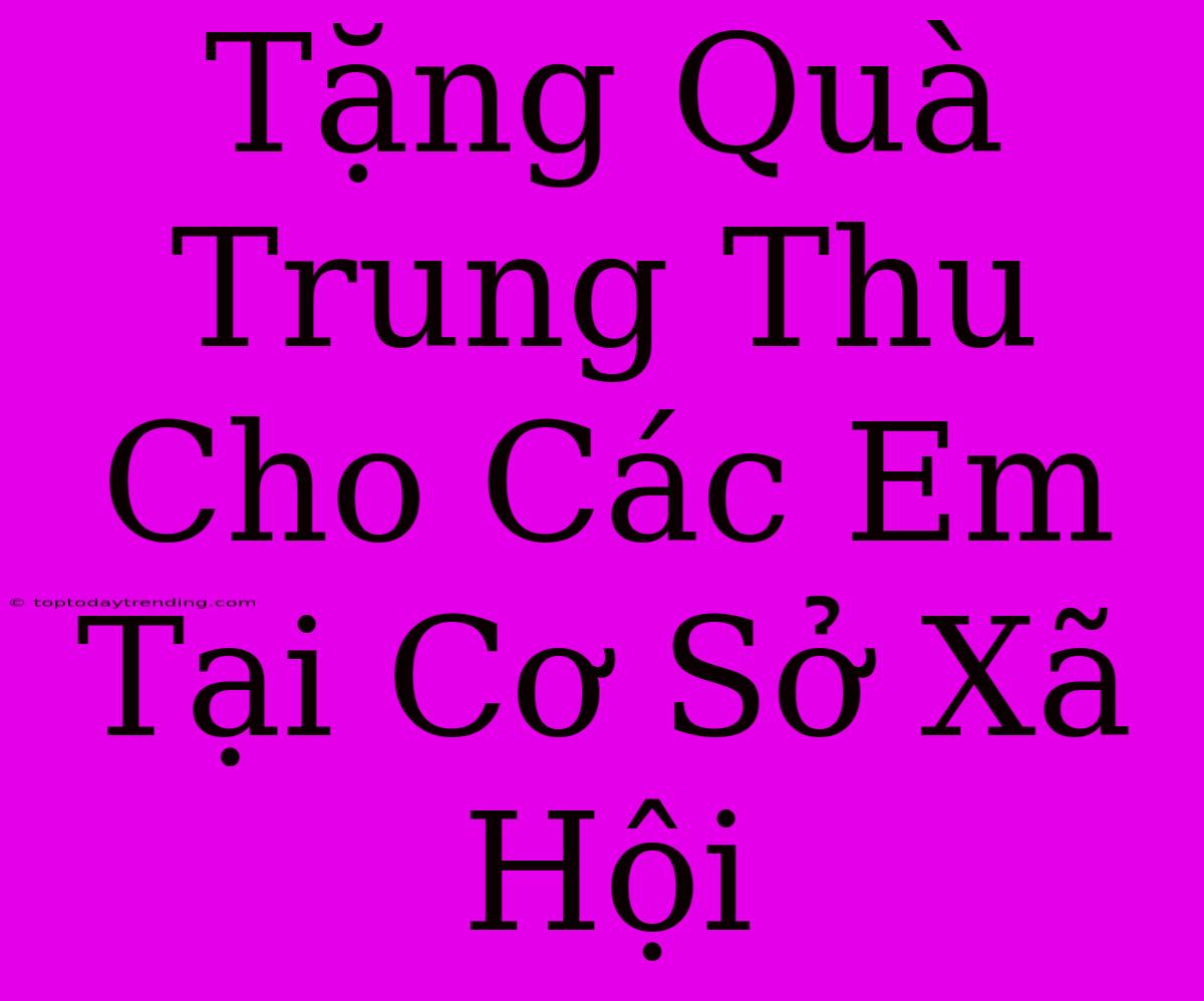 Tặng Quà Trung Thu Cho Các Em Tại Cơ Sở Xã Hội