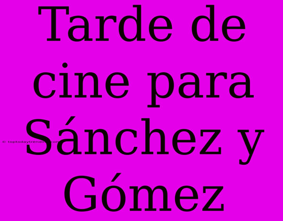 Tarde De Cine Para Sánchez Y Gómez