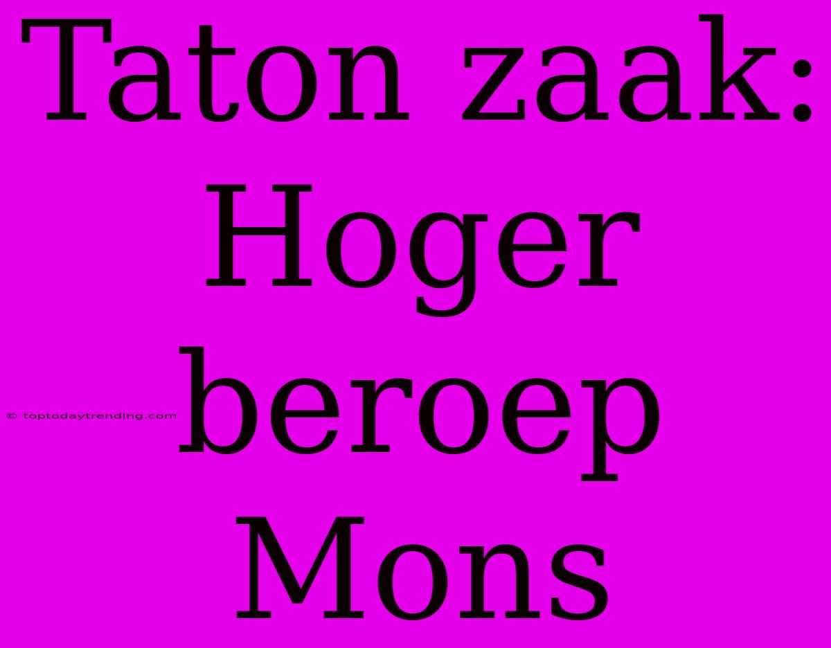 Taton Zaak: Hoger Beroep Mons