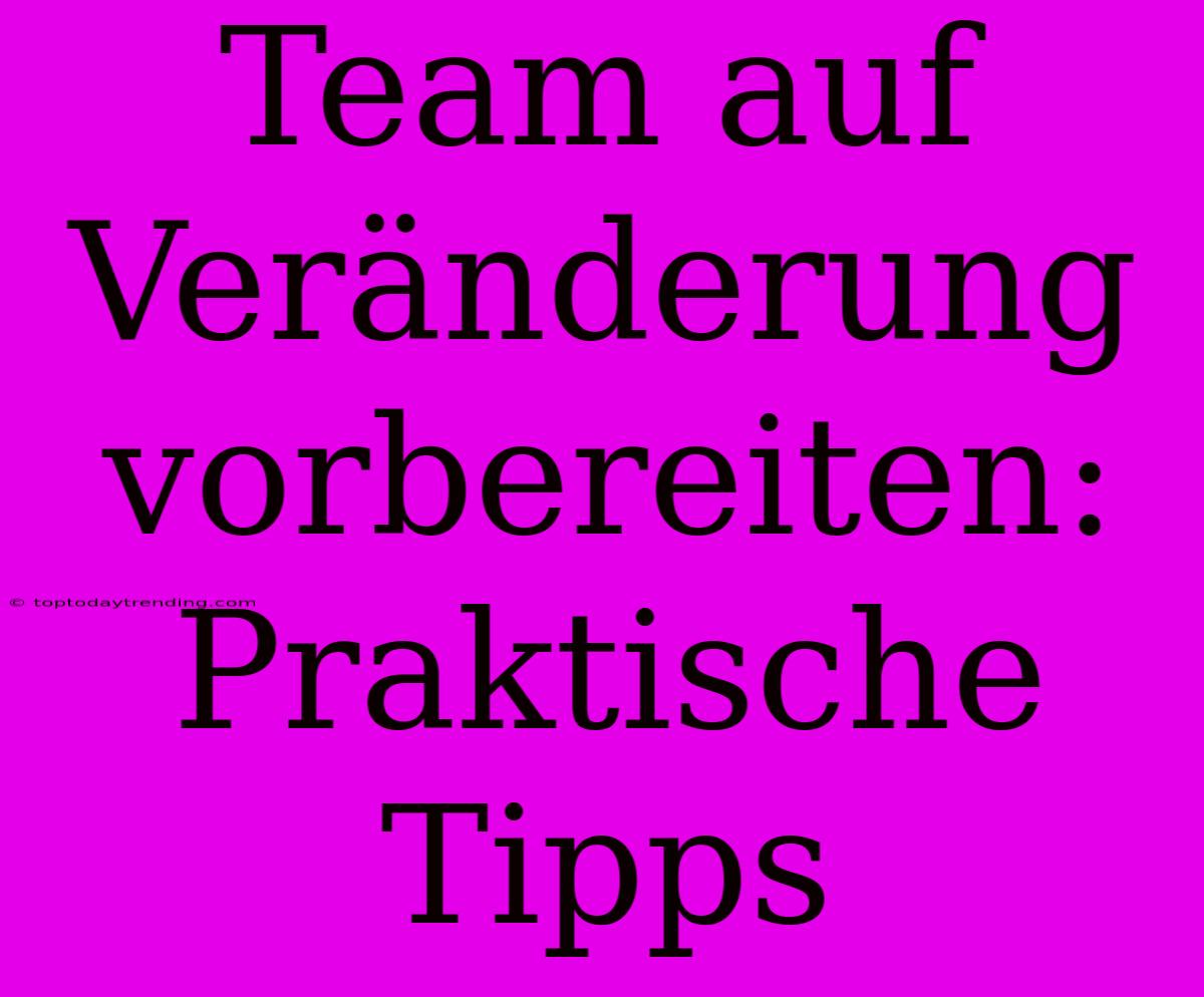 Team Auf Veränderung Vorbereiten: Praktische Tipps