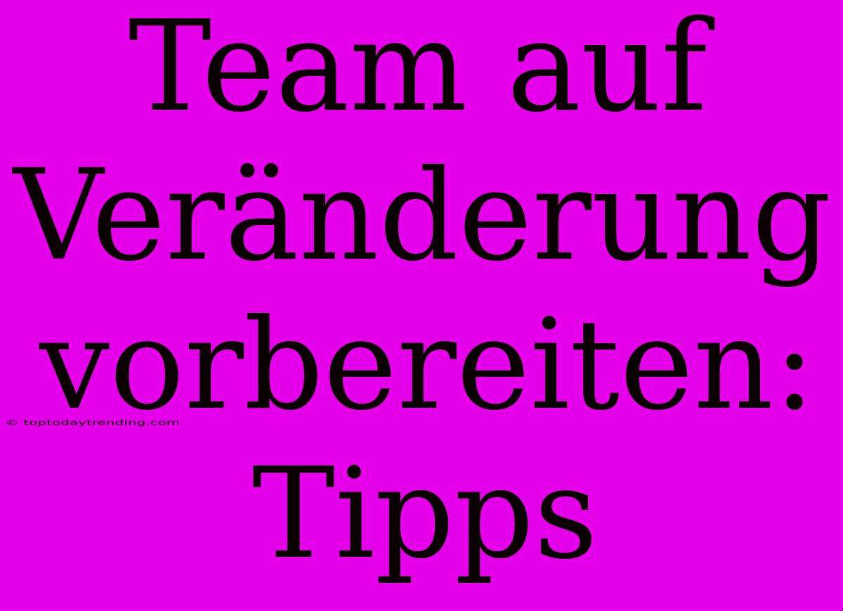 Team Auf Veränderung Vorbereiten: Tipps