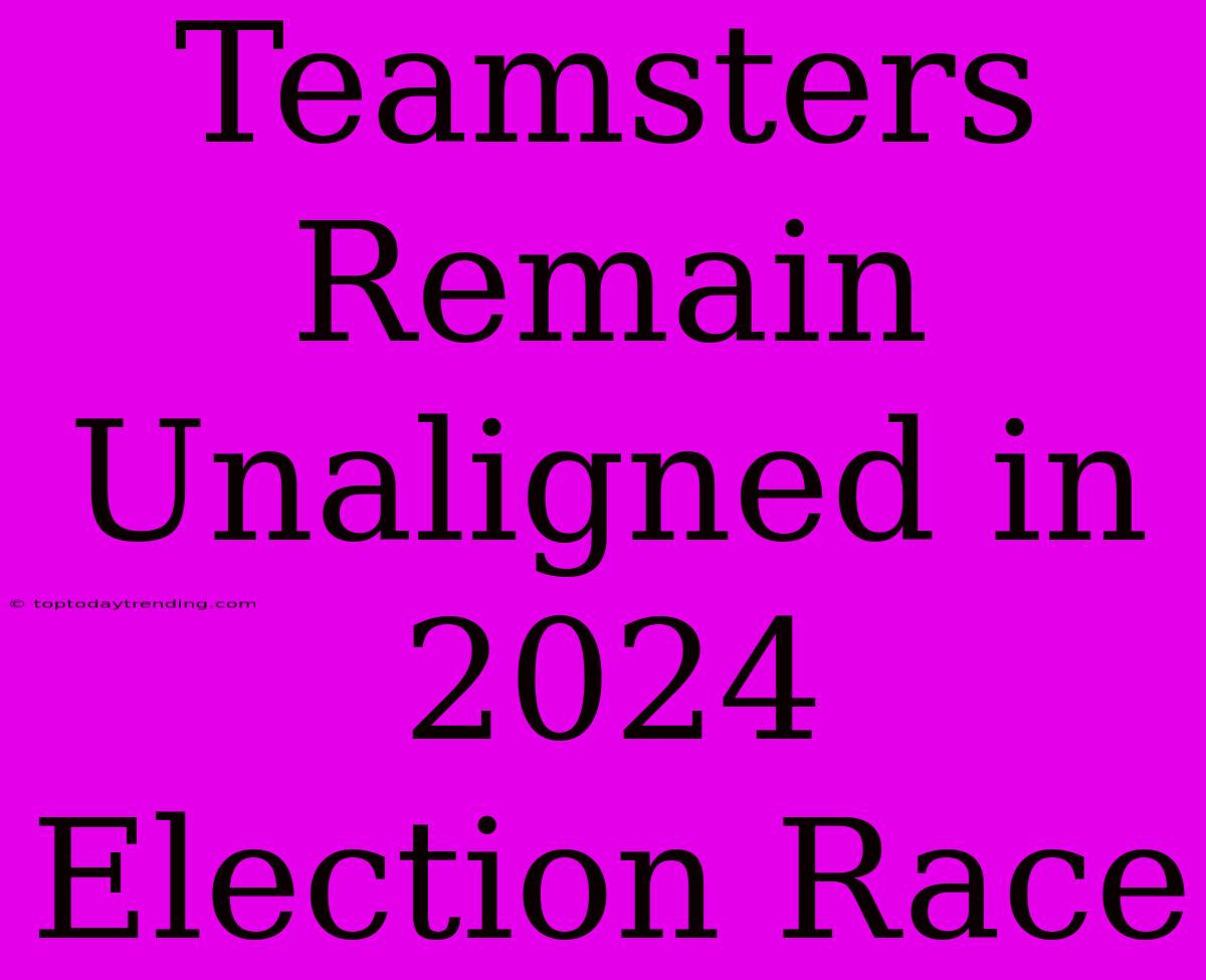 Teamsters Remain Unaligned In 2024 Election Race