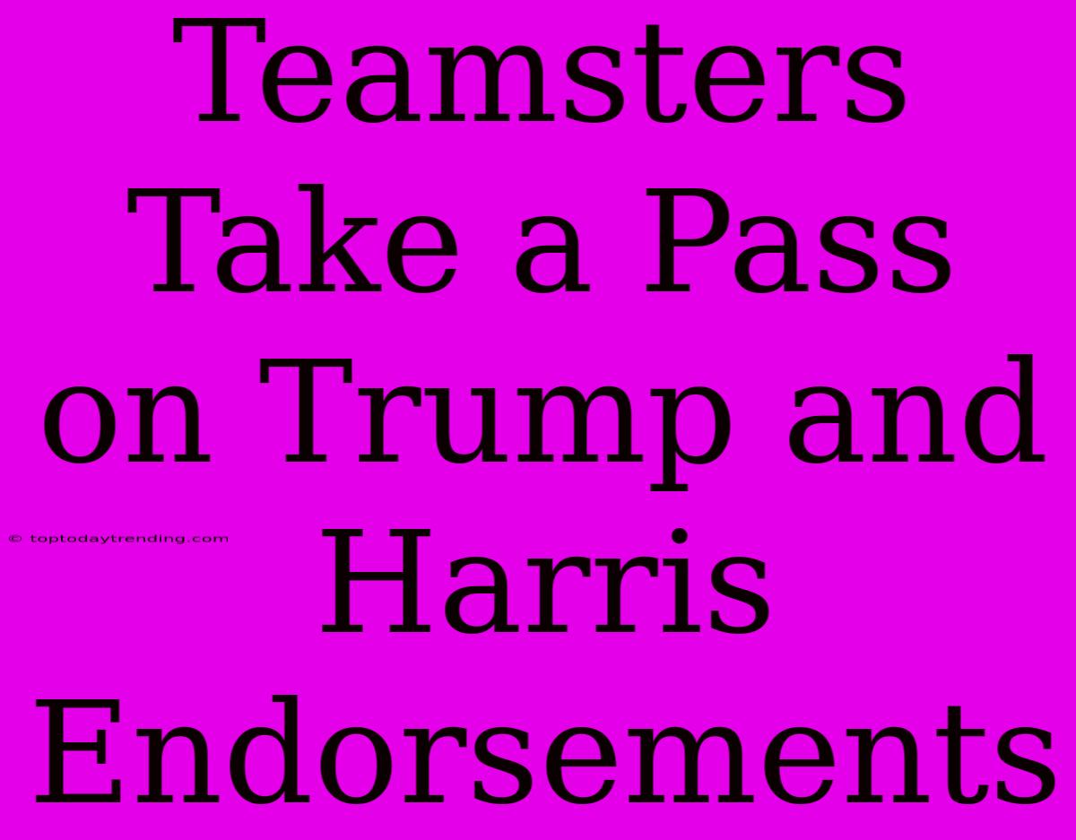 Teamsters Take A Pass On Trump And Harris Endorsements