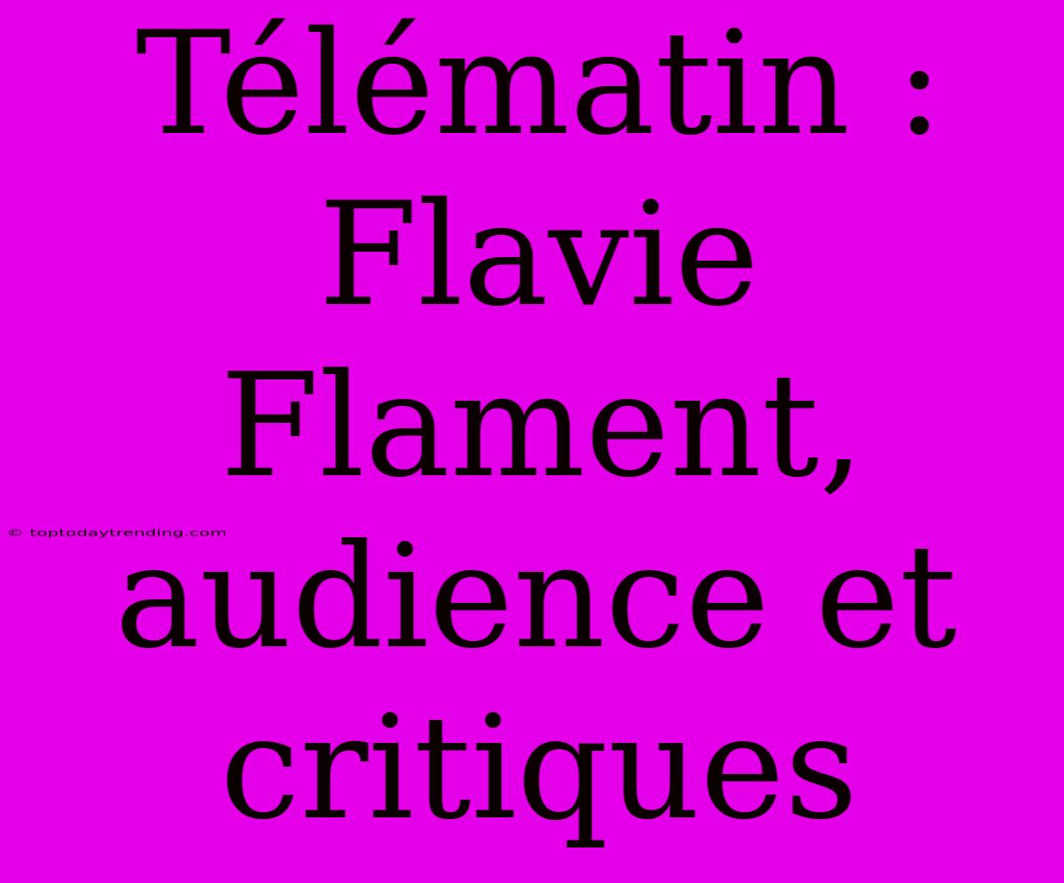 Télématin : Flavie Flament, Audience Et Critiques