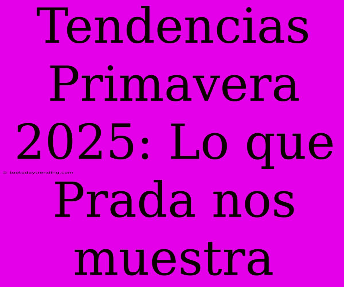 Tendencias Primavera 2025: Lo Que Prada Nos Muestra