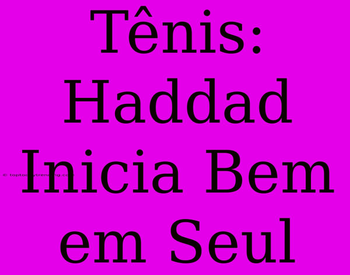 Tênis: Haddad Inicia Bem Em Seul