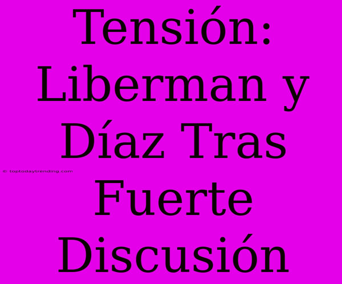 Tensión: Liberman Y Díaz Tras Fuerte Discusión