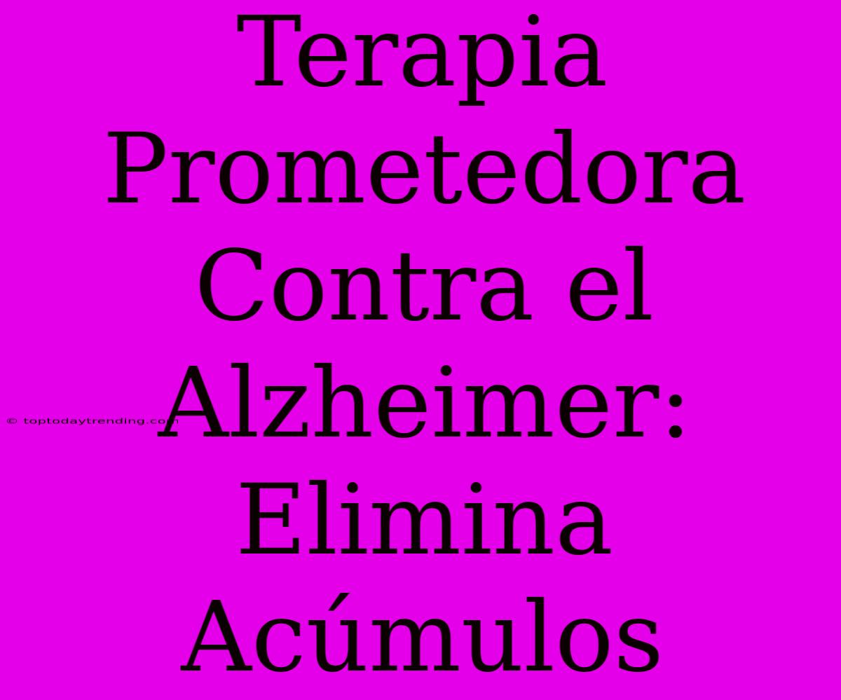 Terapia Prometedora Contra El Alzheimer: Elimina Acúmulos