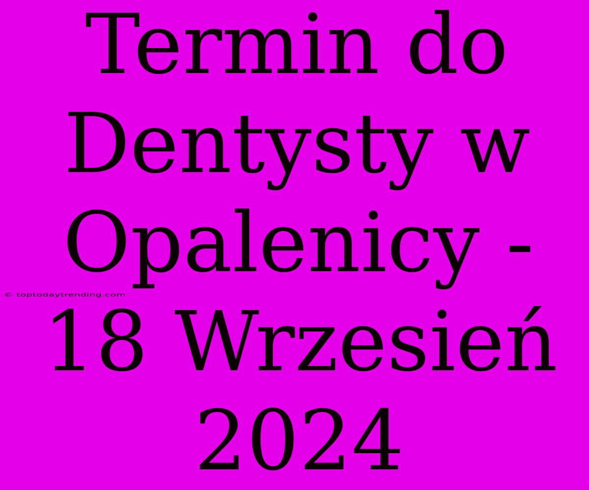 Termin Do Dentysty W Opalenicy - 18 Wrzesień 2024