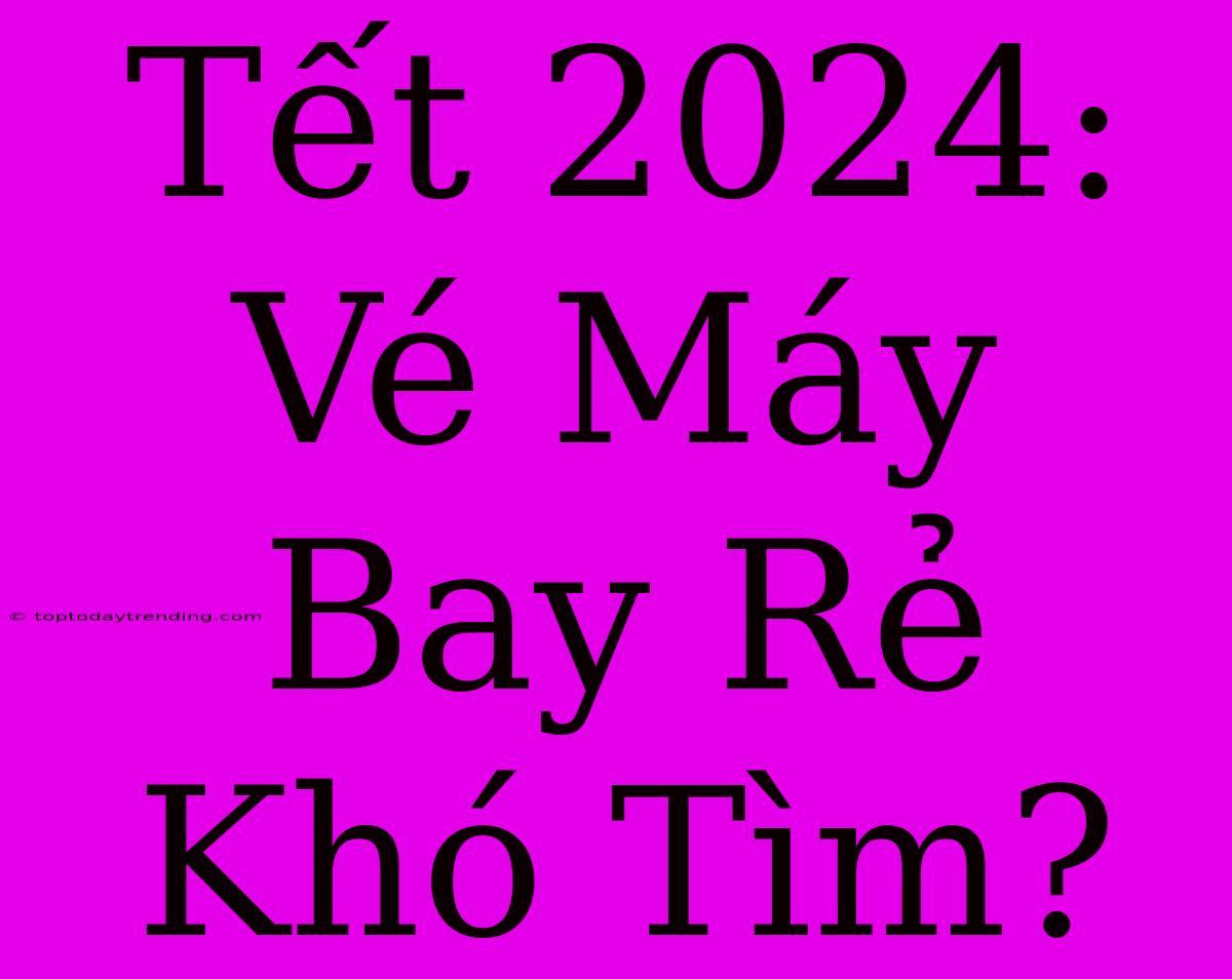 Tết 2024: Vé Máy Bay Rẻ Khó Tìm?