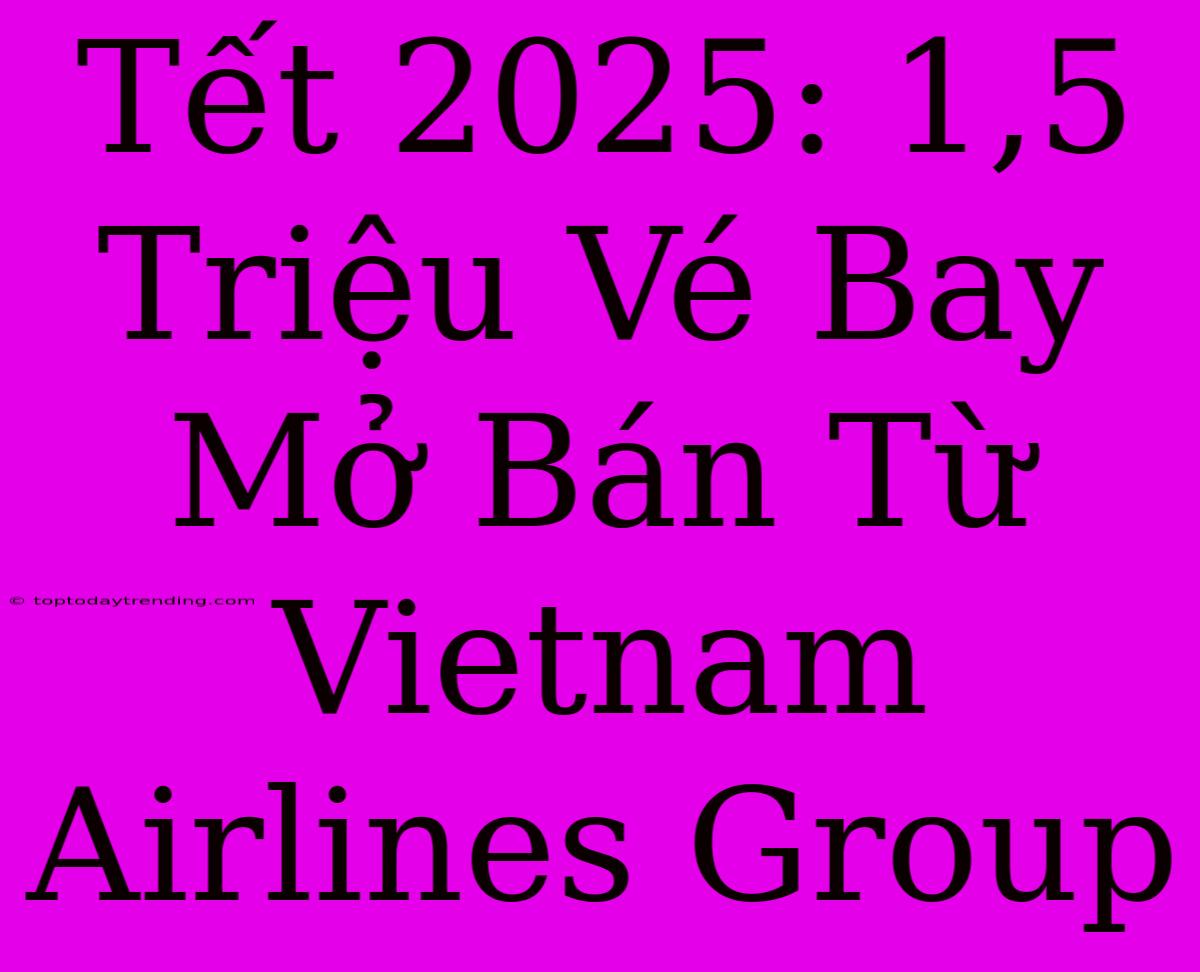 Tết 2025: 1,5 Triệu Vé Bay Mở Bán Từ Vietnam Airlines Group