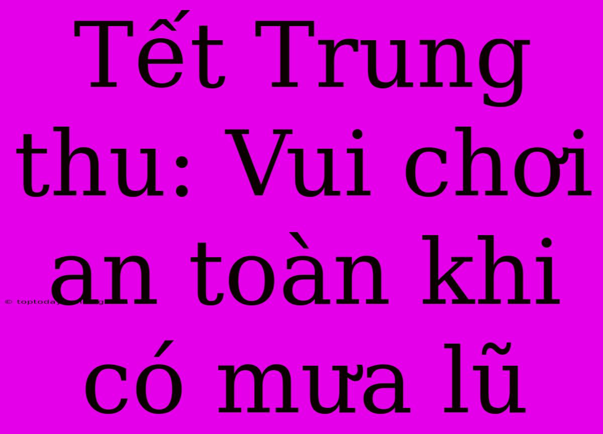 Tết Trung Thu: Vui Chơi An Toàn Khi Có Mưa Lũ