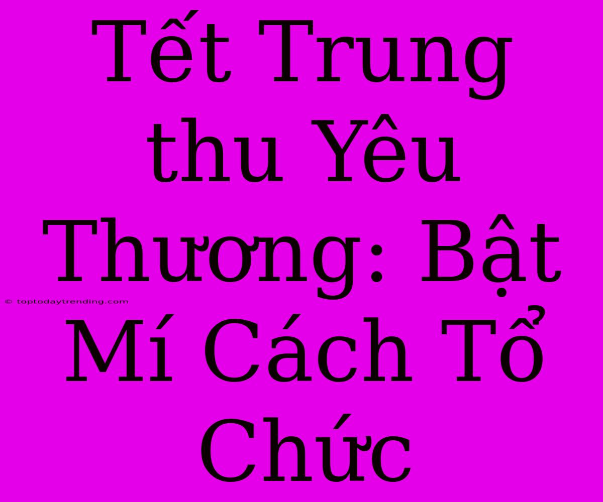 Tết Trung Thu Yêu Thương: Bật Mí Cách Tổ Chức