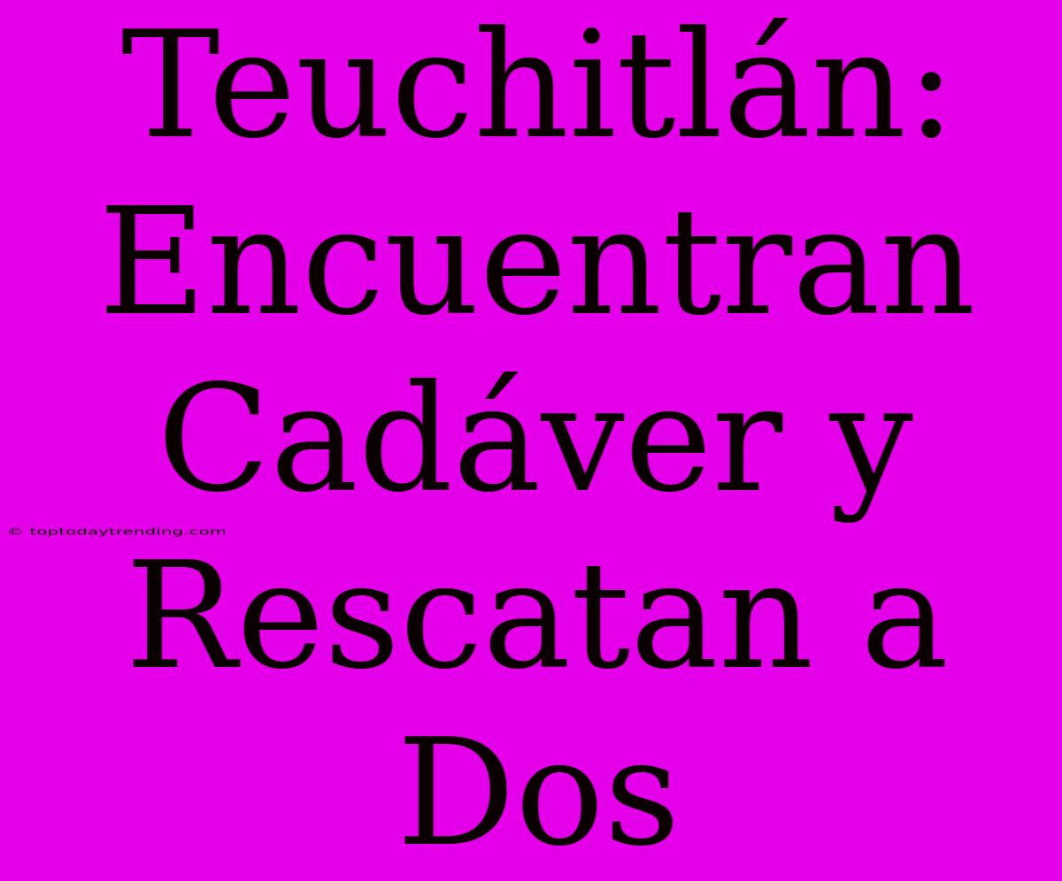 Teuchitlán: Encuentran Cadáver Y Rescatan A Dos