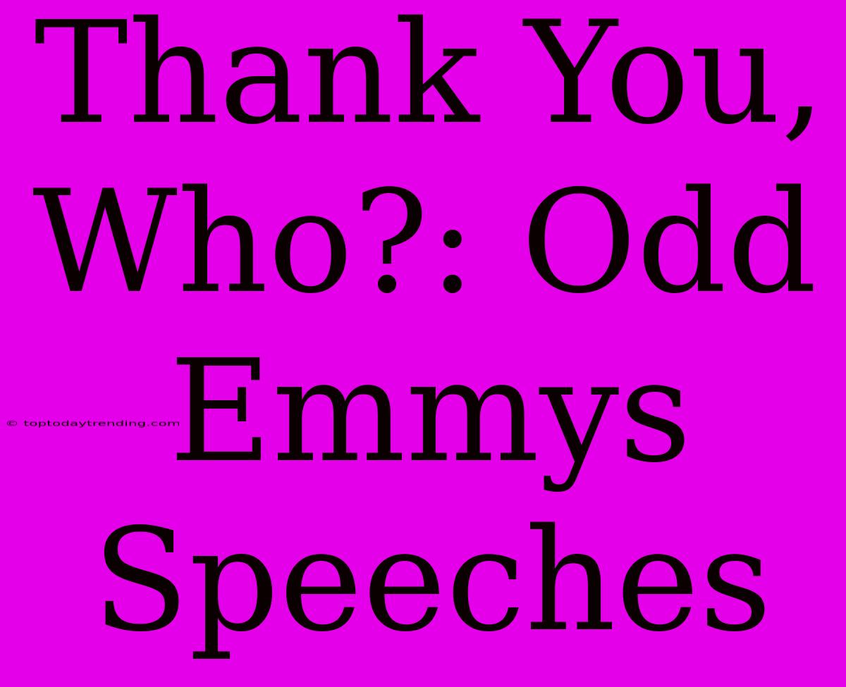 Thank You, Who?: Odd Emmys Speeches