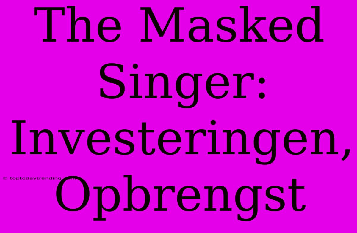 The Masked Singer: Investeringen, Opbrengst