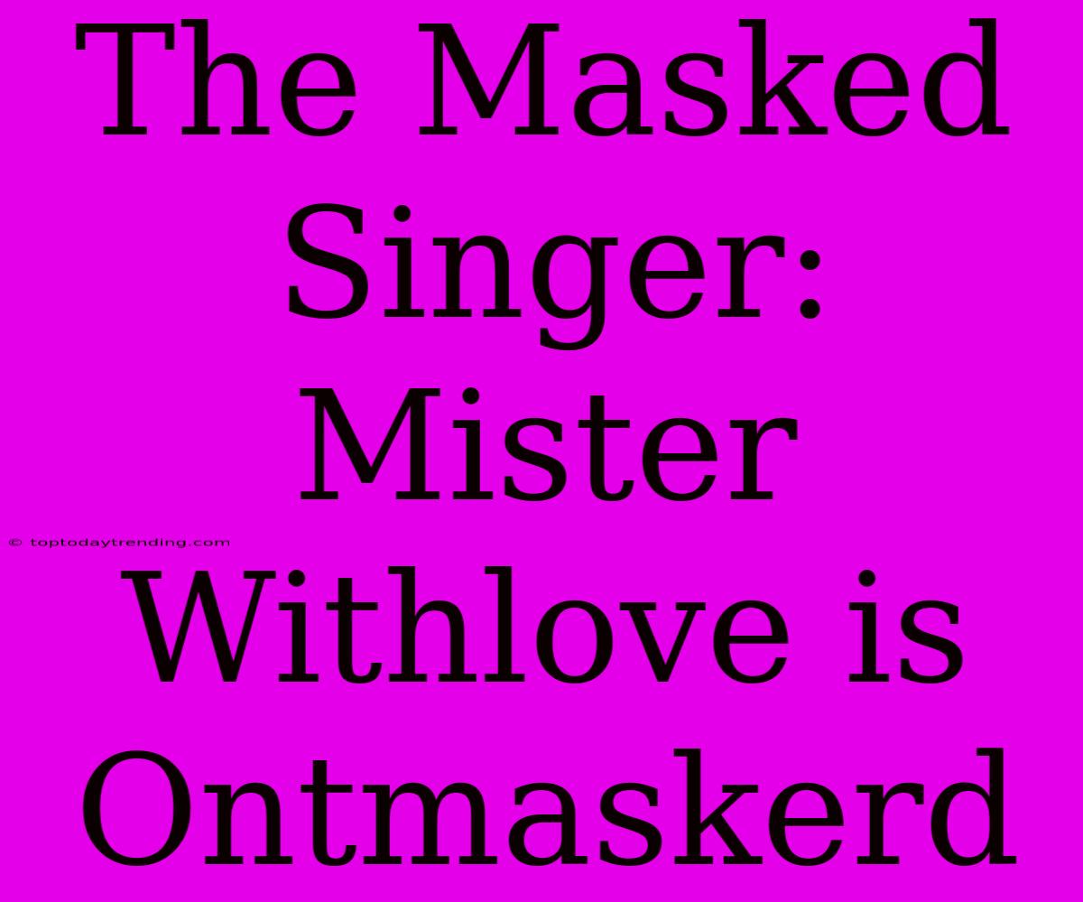 The Masked Singer: Mister Withlove Is Ontmaskerd