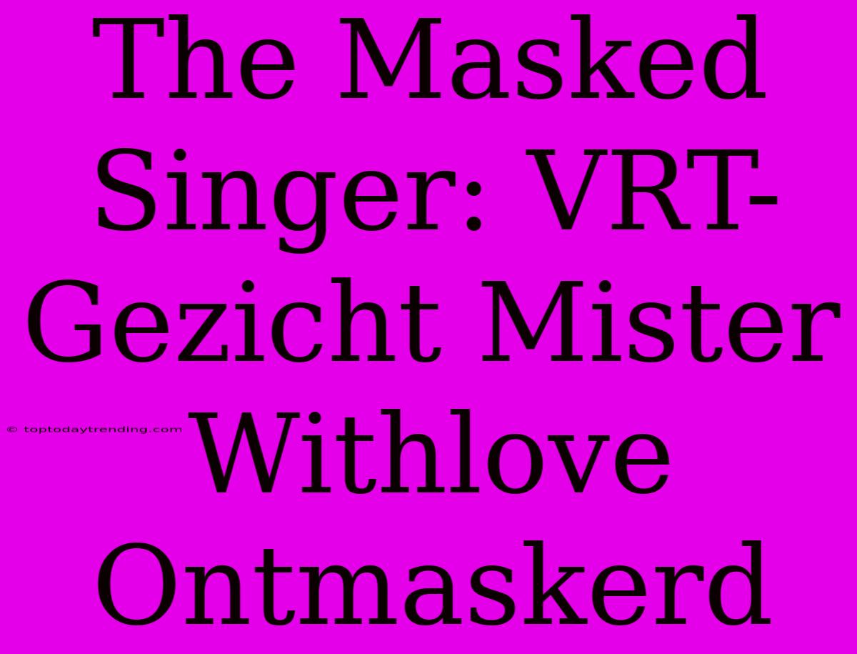 The Masked Singer: VRT-Gezicht Mister Withlove Ontmaskerd