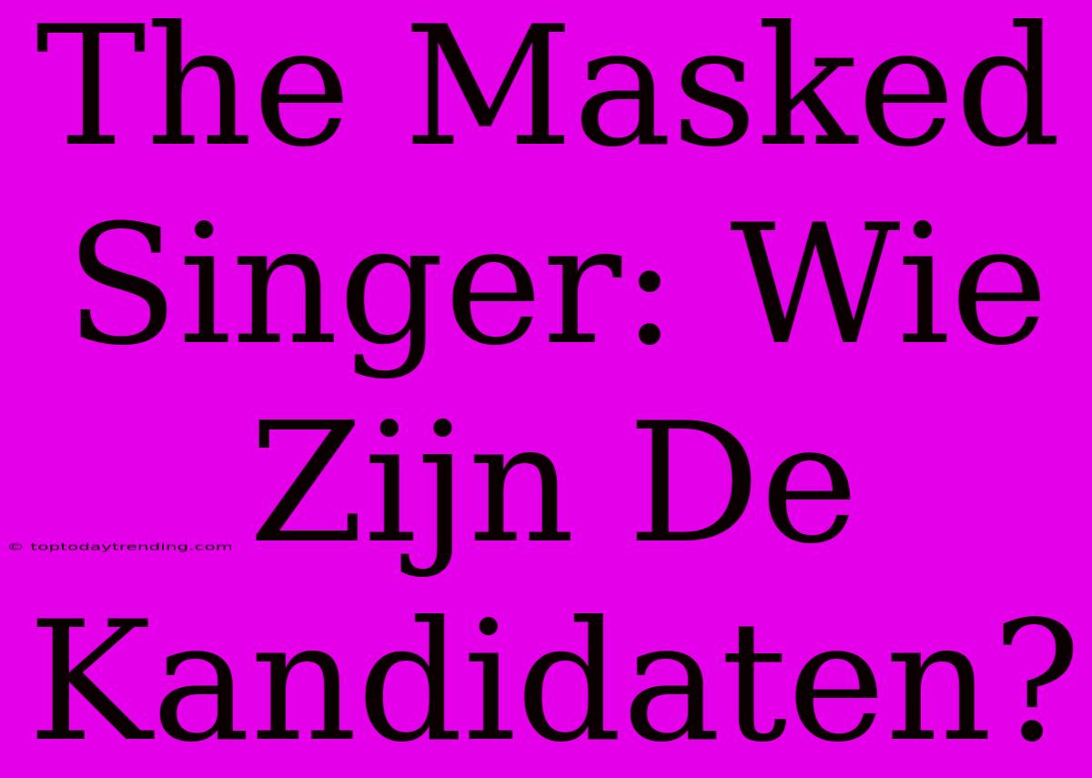 The Masked Singer: Wie Zijn De Kandidaten?