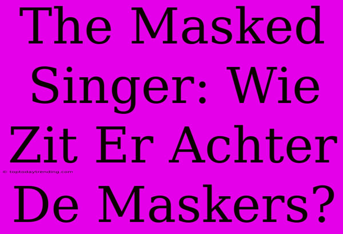 The Masked Singer: Wie Zit Er Achter De Maskers?