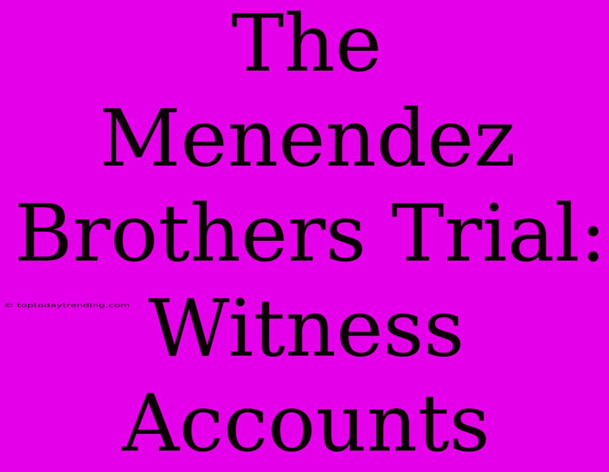 The Menendez Brothers Trial:  Witness Accounts