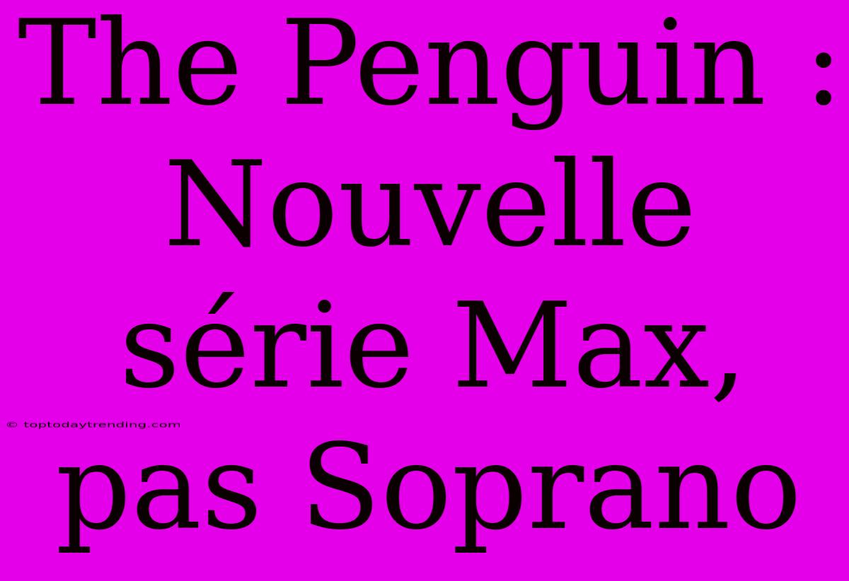 The Penguin : Nouvelle Série Max, Pas Soprano