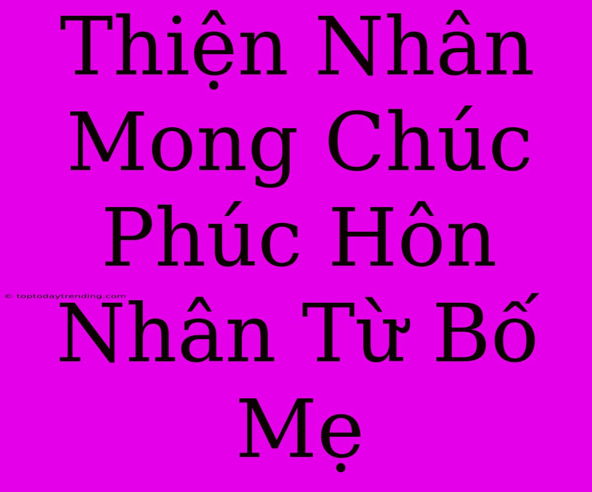 Thiện Nhân Mong Chúc Phúc Hôn Nhân Từ Bố Mẹ