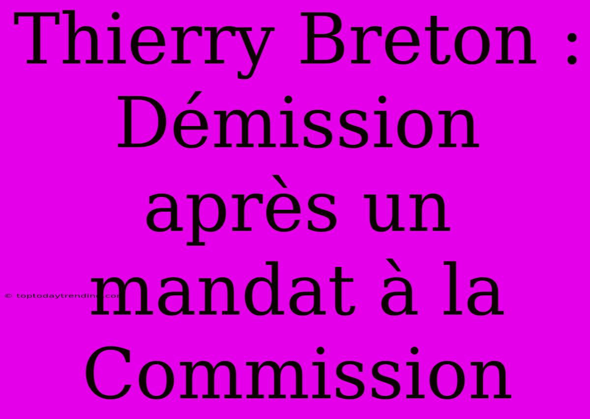 Thierry Breton : Démission Après Un Mandat À La Commission