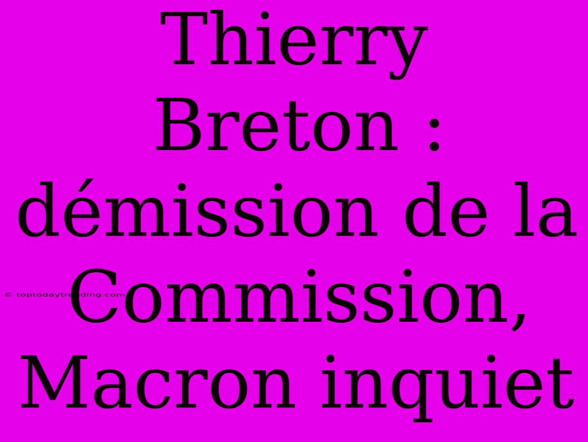 Thierry Breton : Démission De La Commission, Macron Inquiet