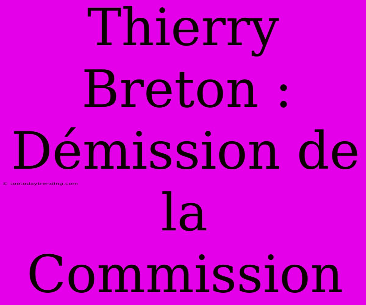 Thierry Breton : Démission De La Commission