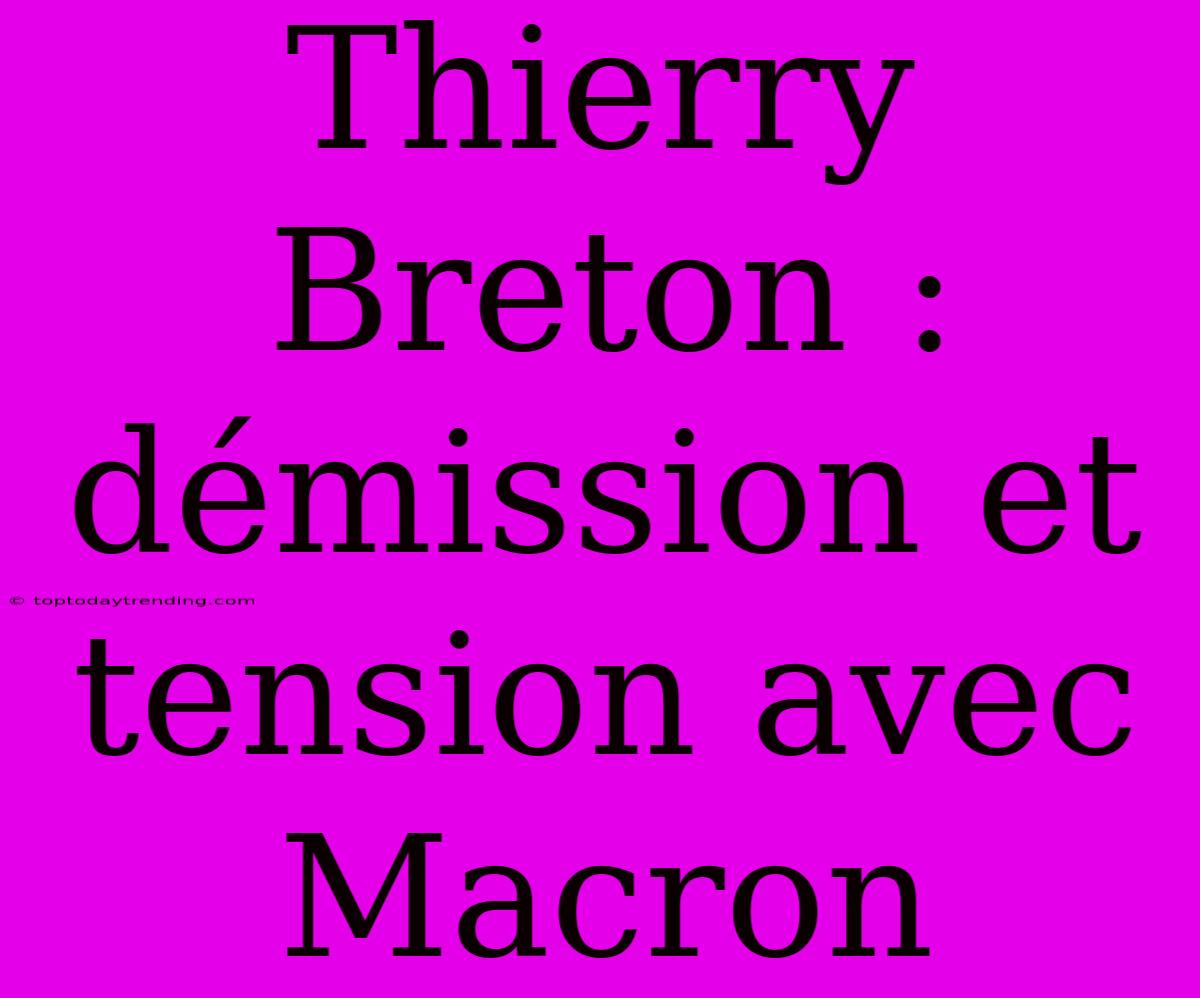 Thierry Breton : Démission Et Tension Avec Macron