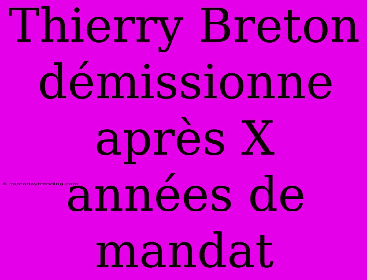 Thierry Breton Démissionne Après X Années De Mandat