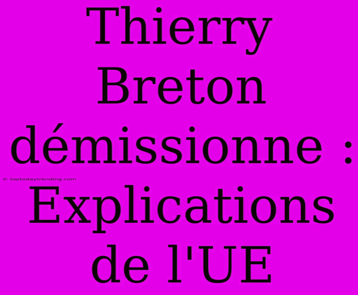 Thierry Breton Démissionne : Explications De L'UE