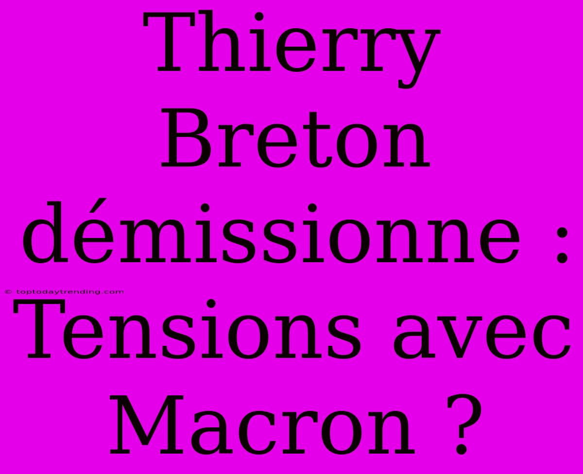 Thierry Breton Démissionne : Tensions Avec Macron ?