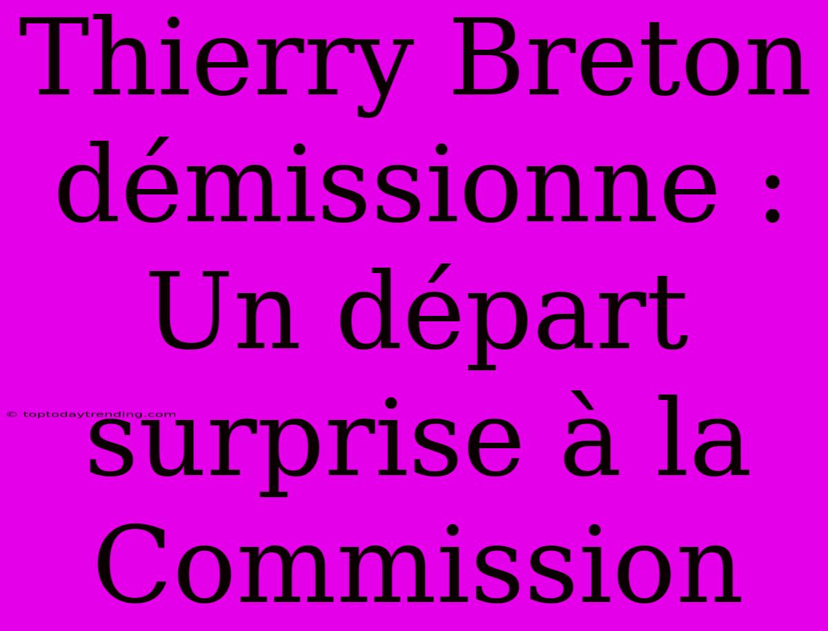 Thierry Breton Démissionne : Un Départ Surprise À La Commission