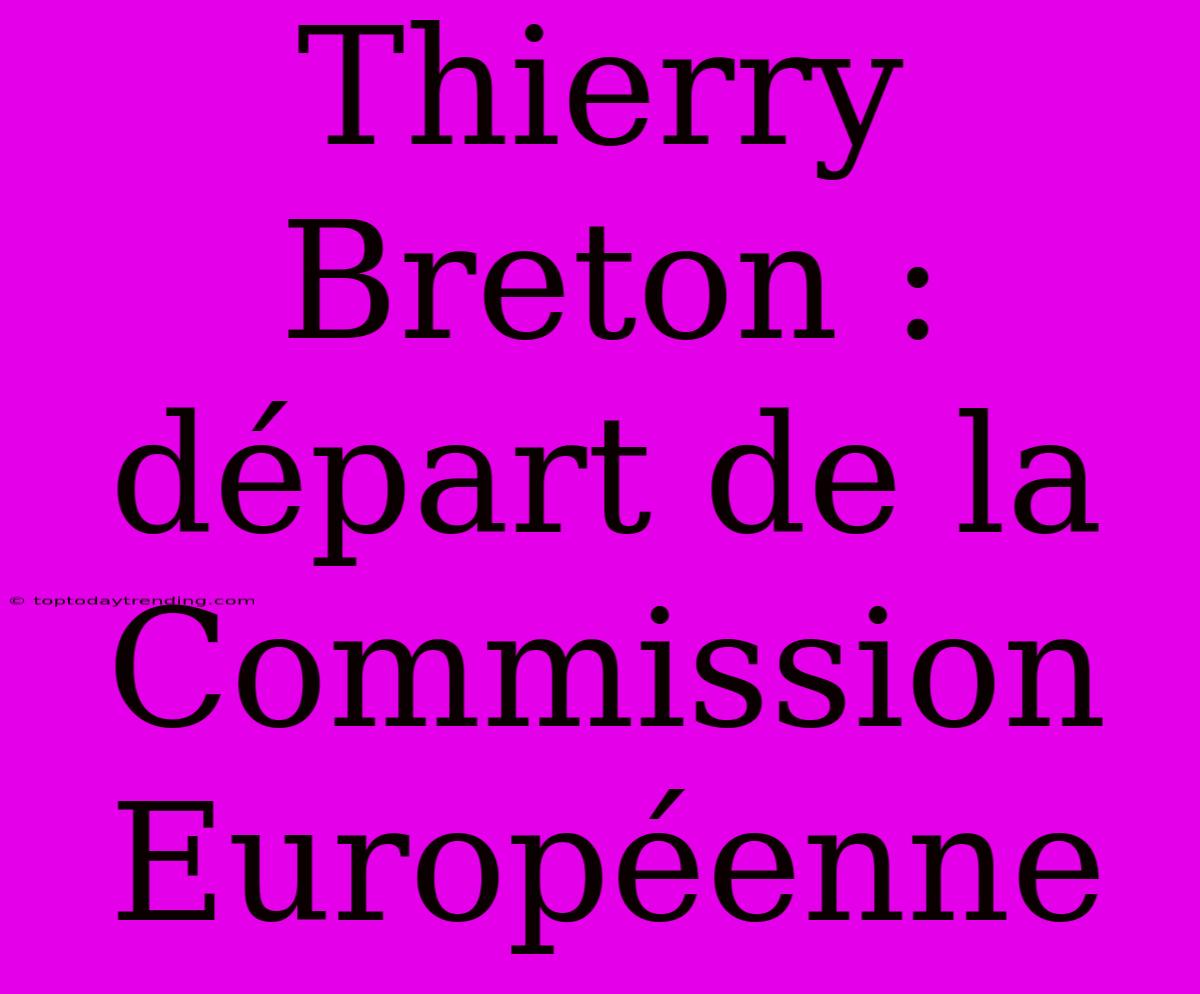 Thierry Breton : Départ De La Commission Européenne