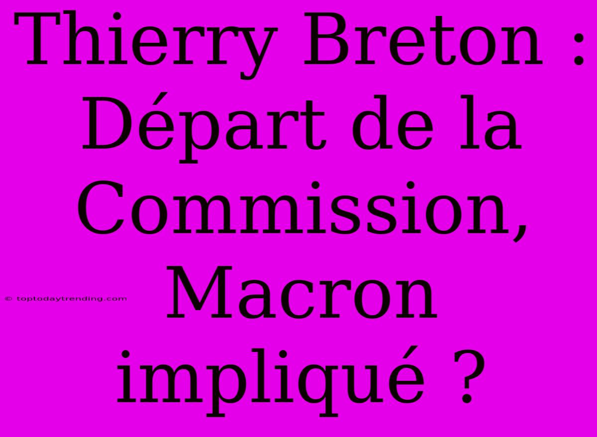 Thierry Breton : Départ De La Commission, Macron Impliqué ?