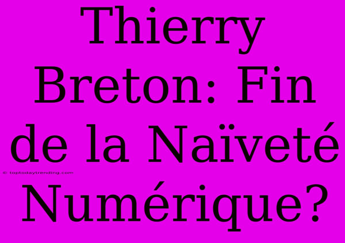 Thierry Breton: Fin De La Naïveté Numérique?