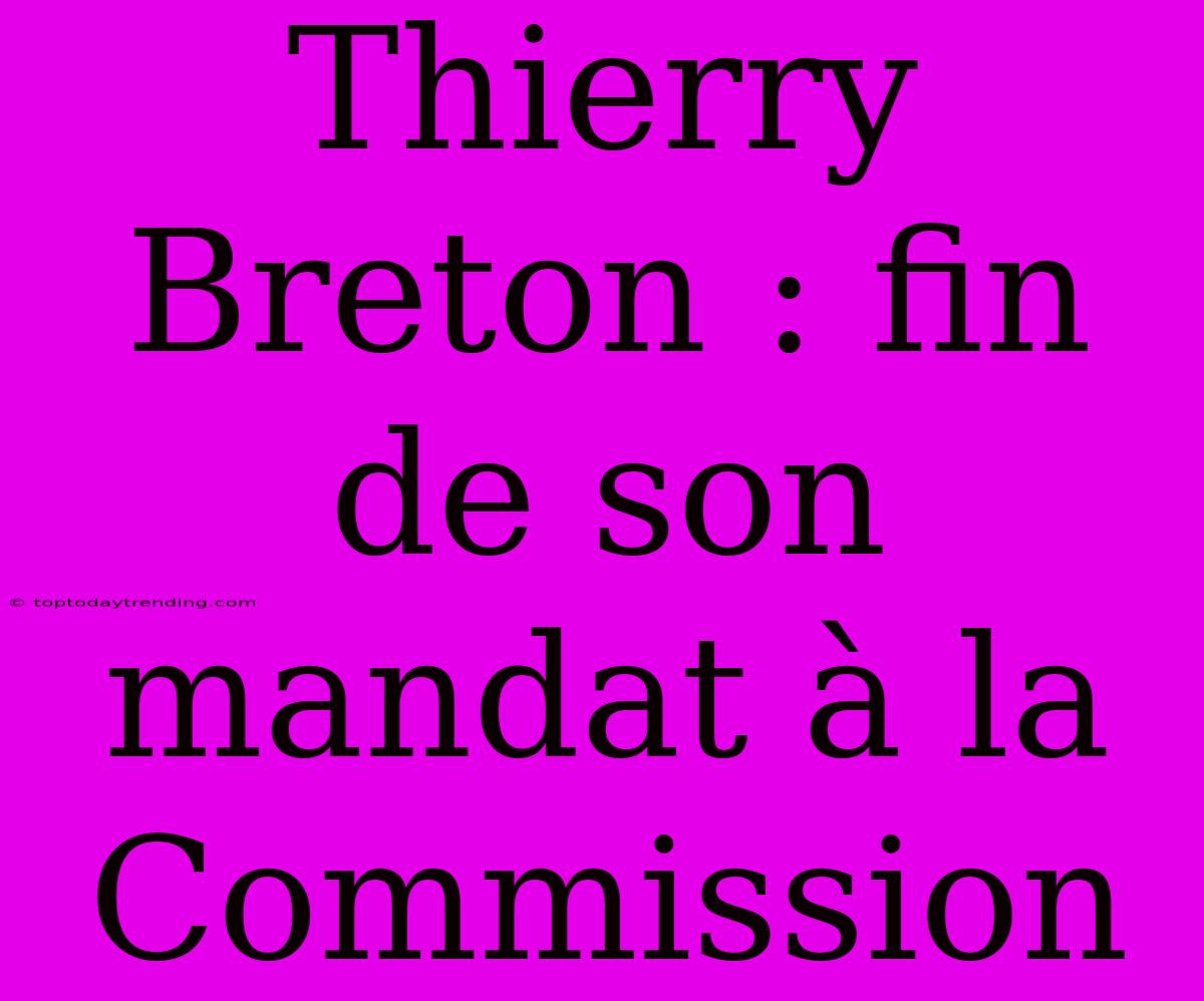 Thierry Breton : Fin De Son Mandat À La Commission