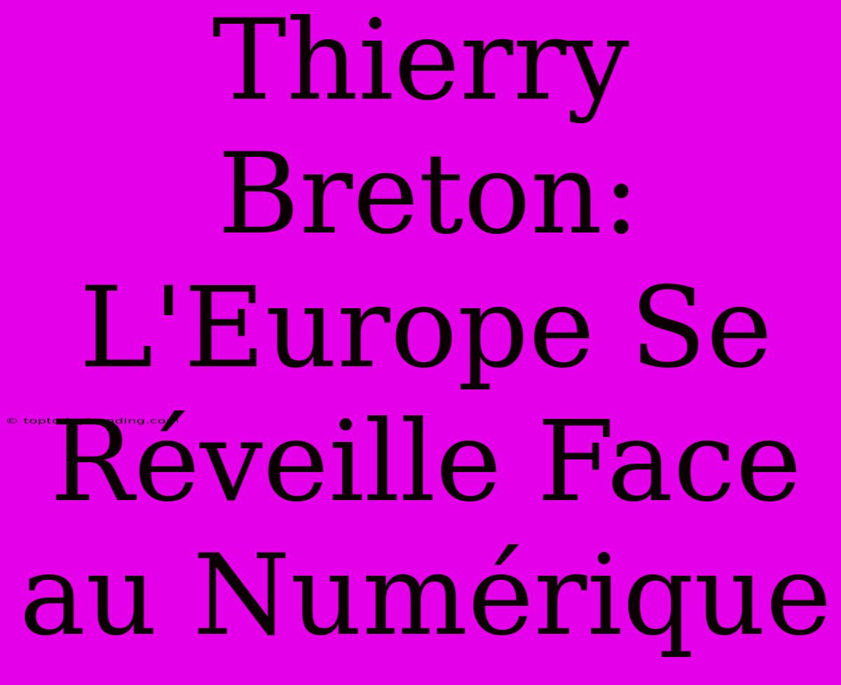 Thierry Breton: L'Europe Se Réveille Face Au Numérique