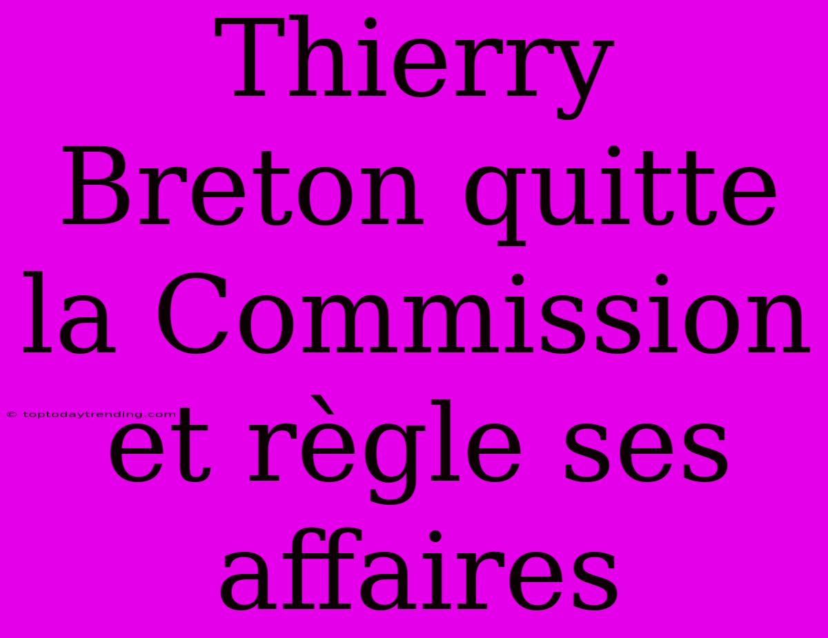 Thierry Breton Quitte La Commission Et Règle Ses Affaires