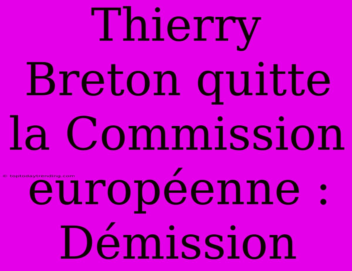 Thierry Breton Quitte La Commission Européenne : Démission