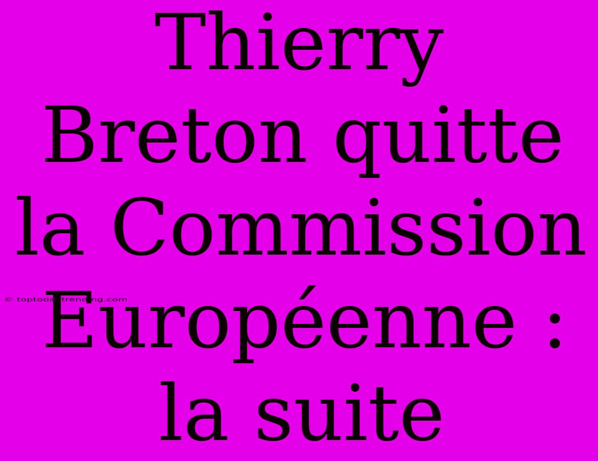 Thierry Breton Quitte La Commission Européenne : La Suite