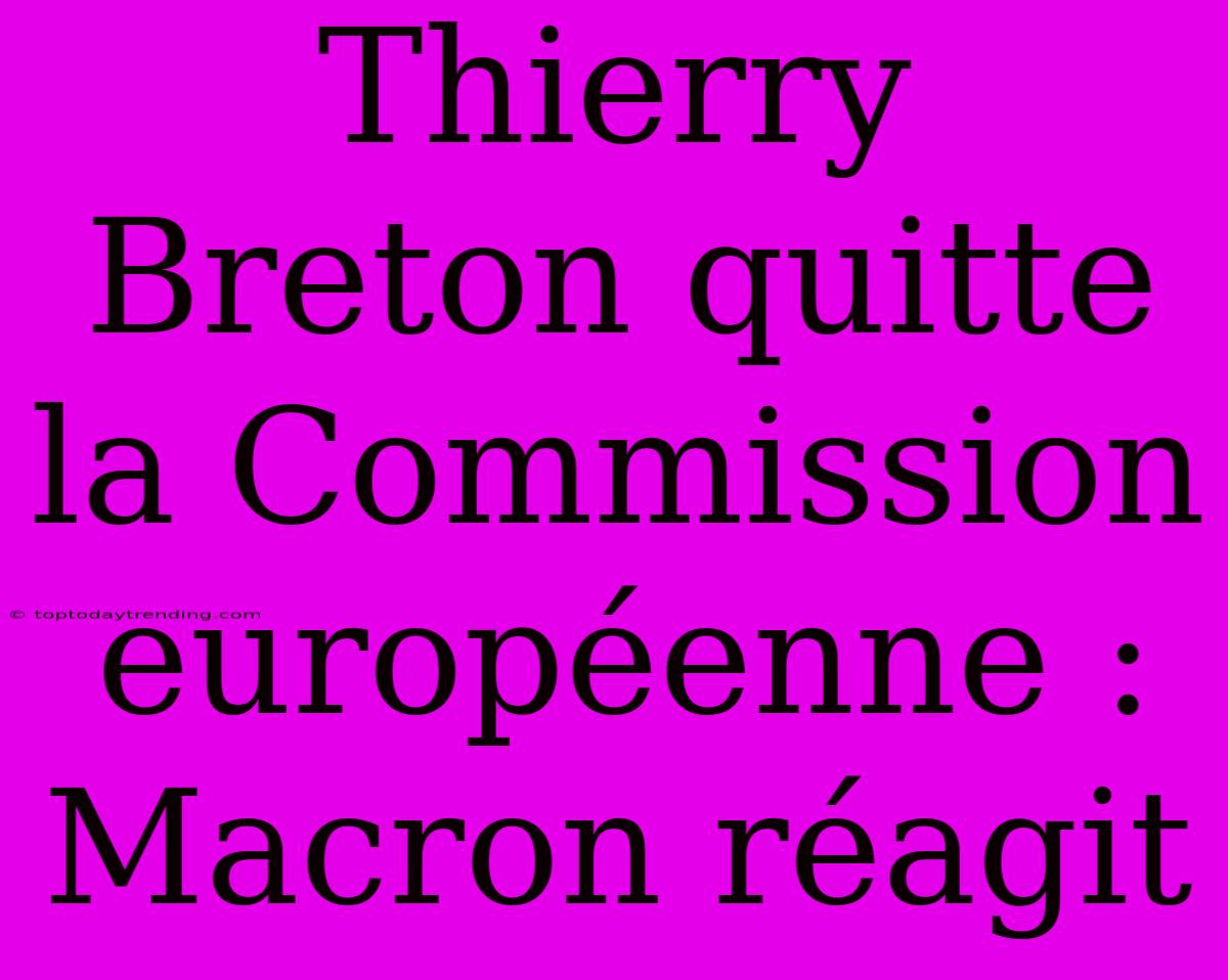 Thierry Breton Quitte La Commission Européenne : Macron Réagit