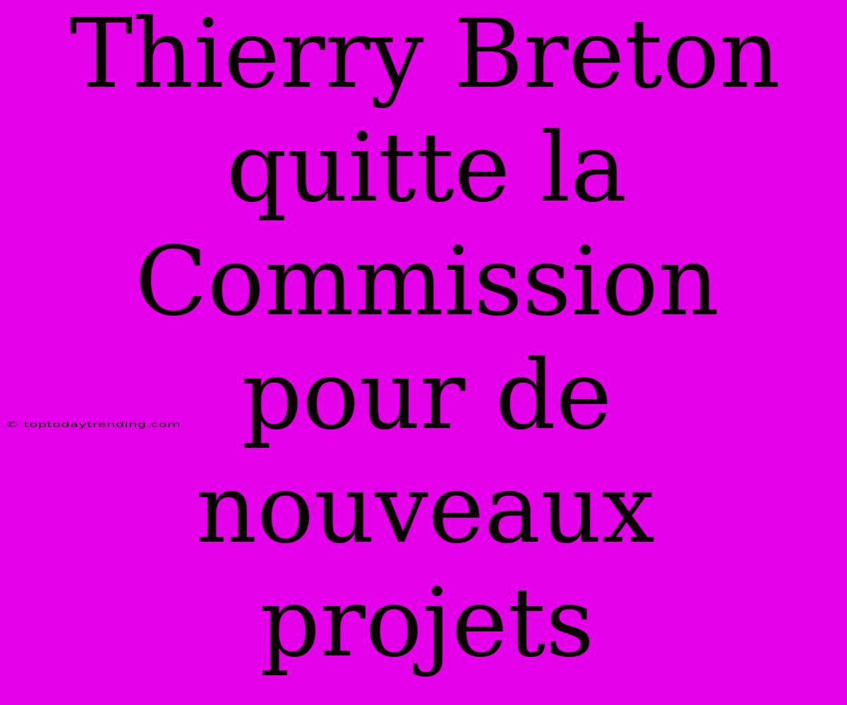 Thierry Breton Quitte La Commission Pour De Nouveaux Projets