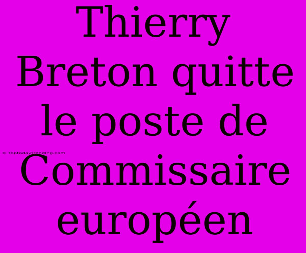 Thierry Breton Quitte Le Poste De Commissaire Européen