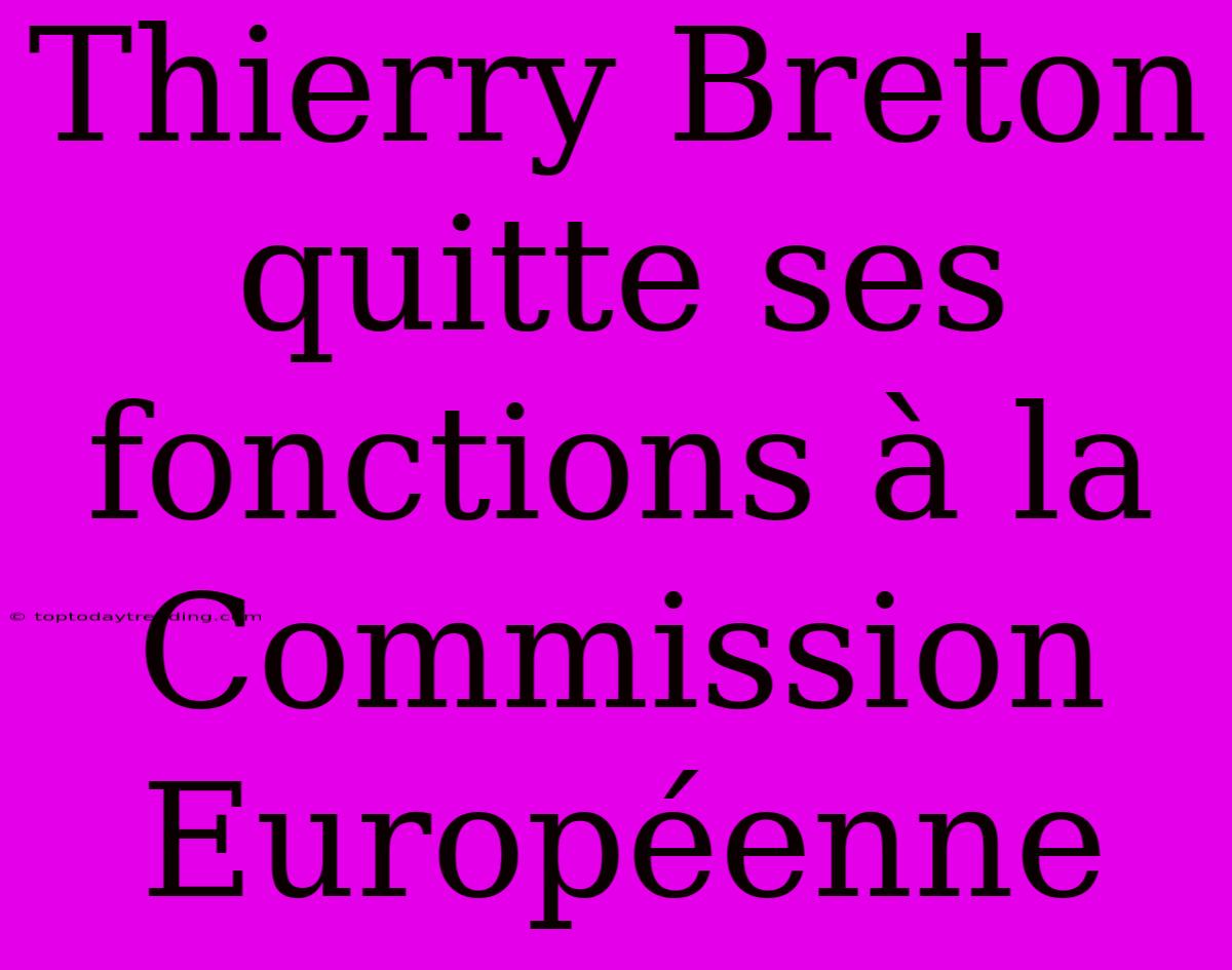 Thierry Breton Quitte Ses Fonctions À La Commission Européenne