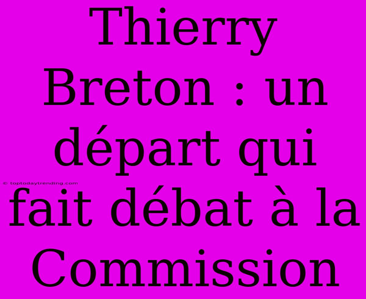 Thierry Breton : Un Départ Qui Fait Débat À La Commission