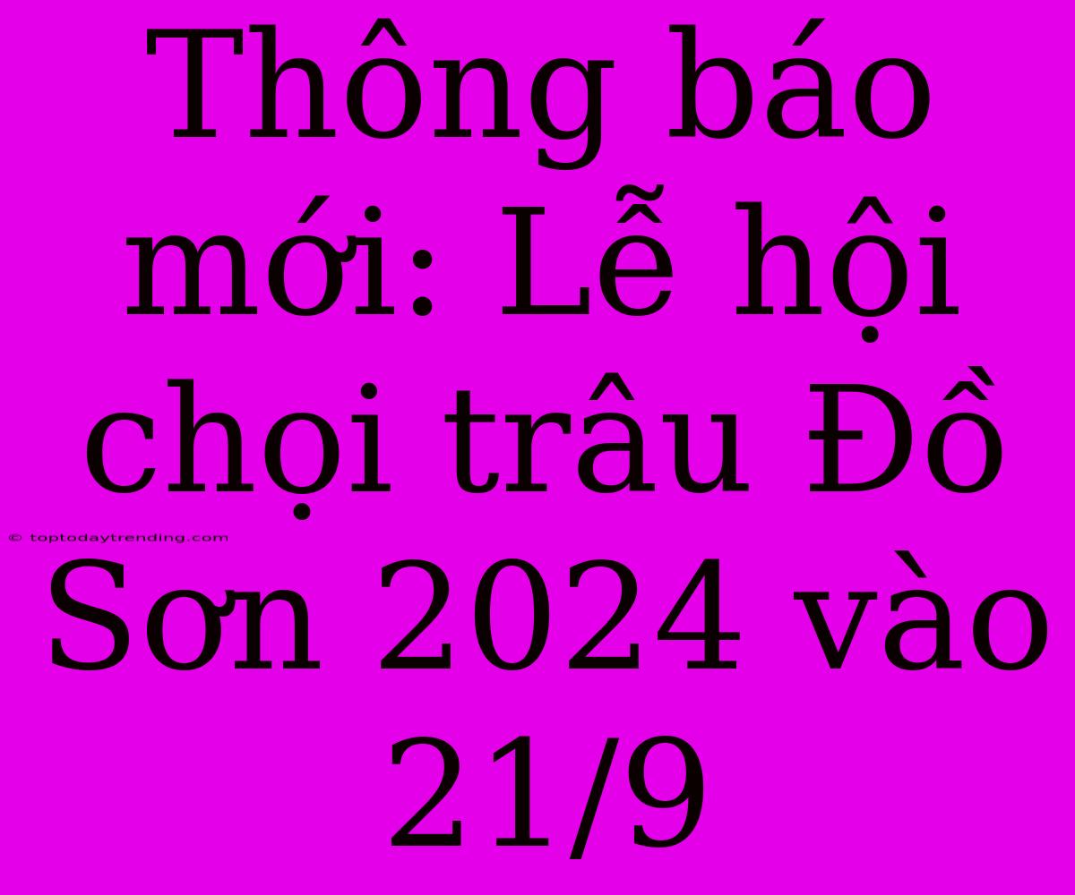 Thông Báo Mới: Lễ Hội Chọi Trâu Đồ Sơn 2024 Vào 21/9